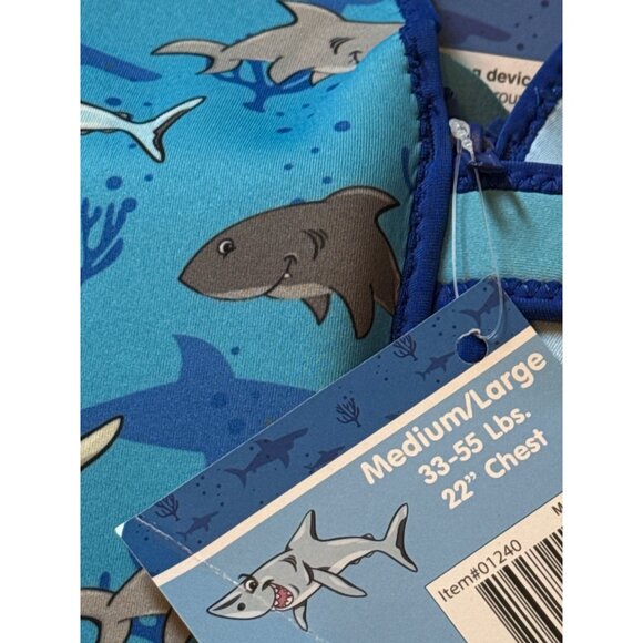 NEW Kids Life Jacket Swim Vest M/L 33-58 Pounds Sharks - Picture 2 of 4
